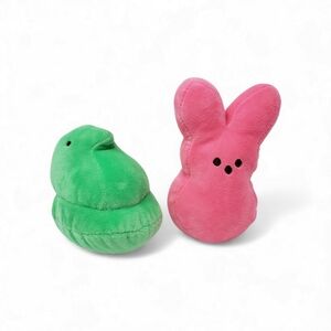 Peeps Pink Bunny Rabbit Green Chick Lot of 2